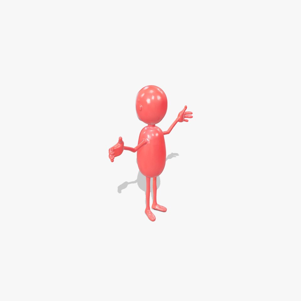Red Cartoon Character Model Rigged and Animated